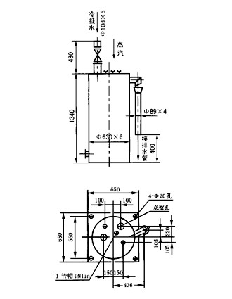 JD-1PS-30型煤气管道单管三室冷凝水排水器（水封高度3060mm）