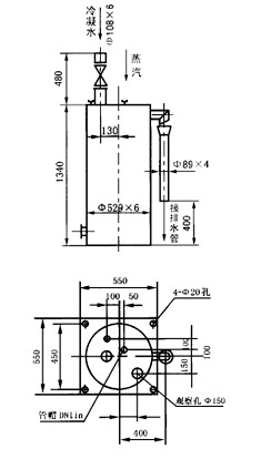 JD-1PS-20型煤气管道单管二室冷凝水排水器（水封高度2040mm）